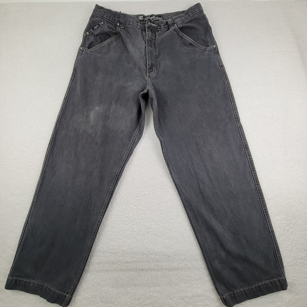 Vintage Karl Kani Jeans Mens 35x31.5 Black Baggy Fit Hip Hop Streetwear 90s READ
